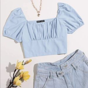 Square Neck Ruched Bust Top